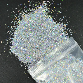 1-2mm Glitter Slik Uregelmæssige Flager Brudt Fragment 50g/Taske Holografisk Flash-Skive Lille 3D Polyester Nail Patch Skinner P50S#