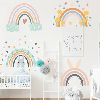 10 stilarter PVC Rainbow Wall Stickers til børneværelset Piger Drenge Soveværelse Børn i Vuggestue Børnehave Væggen Indretning, boligindretning