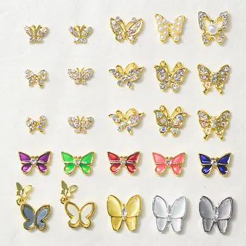 10Pc/Taske Alloy Butterfly Charms Søm ,Flydende Vedhæng af Perler, Sten, Sommerfugle Rhinestones Jewerry ,3D-Design, Rhinestones