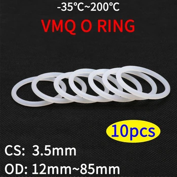 10pc VMQ Hvid Silikone O-Ring Pakning CS 3,5 mm OD 12~ 85mm fødevaregodkendt silikone ringe o-ringe af gummi ring pakninger
