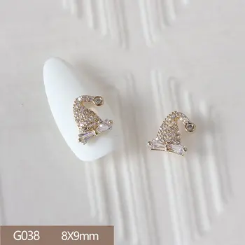 10stk/masse G038 3D Legering Jul Sne Hat Nail Art Zircon Metal Manicure Negle Tilbehør DIY Negle Dekorationer Forsyninger Charms