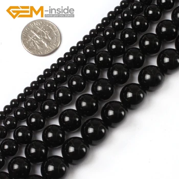 2 mm-20 mm Rund Glat Sort Agater Naturlige Løse Perler til smykkefremstilling Perle Halskæde Armbånd DIY 15 Inches Strand Engros
