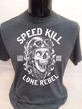 2019 Mode Ling Shirt Sommer Stil Hastighed Dræbe Lone T-Shirt Herre S-3Xl Biker Tee Motorcykel Rock Biker Skull t-Shirt