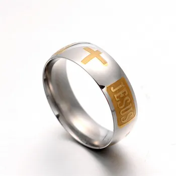 2019 Mode Rustfrit stål Christian Jesus Kors Brev Bibelen Ring Til Bryllup Band Ring Mænd Kvinder smykker Dropshipping