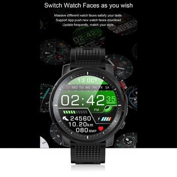 2021 Fuld Touch Smart Ur Mænd Sports Ur IP68 Vandtæt pulsmåler Smartwatch til Mobiltelefoner