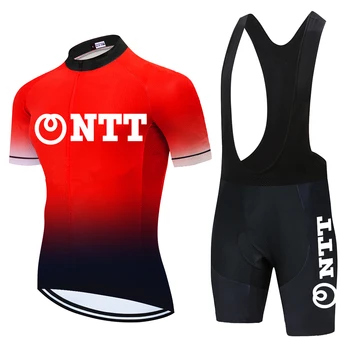 2021 NTT Team Sommeren Cykling Tøj Sæt Cykel Åndbar Jersey Mænd kortærmet Skjorte Cykel Bib Shorts 20D Gel Pad