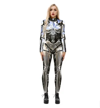 2021 Nye Halloween-Robot Buksedragt for Kvinder Steampunk Sexet Cosplay Kostumer Carnival Part Lange Ærmer Halloween Bodysuit