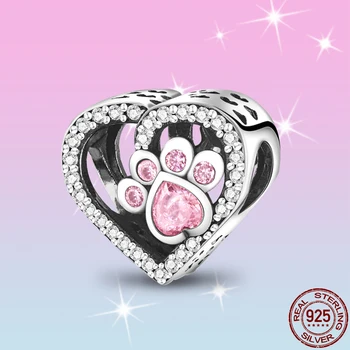 2021 NYE HOT SALG Sterling Sølv 925 Pink Paw Kærlighed Charms Perler Passer Oprindelige Pandora Armbånd For Kvinder Smykker Gave