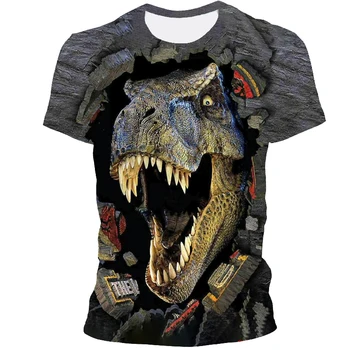 2021 Nye Mode mands T-shirt 3D-Dinosaur-serien Mønster Print Hip Hop Cool Street T-Shirt i Overstørrelse Til Voksne XXS-6XL