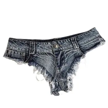 2022 Nye Kvinder er Sexet Lav Talje og Sort Denim Shorts Jeans g-streng Kort Feminino Strand Sommer