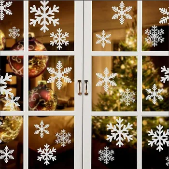 27pcs Jul Snowflake Klistermærker Glas Vindue i børneværelset Jul vægdekoration Mærkat Xmas Home Party Nye År Forsyninger