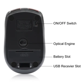 3 Justerbare DPI 2,4 G Wireless Gaming Mouse 6 Knapper, værdiboks til Bærbar Notebook PC Trådløse Optiske Mus Spil