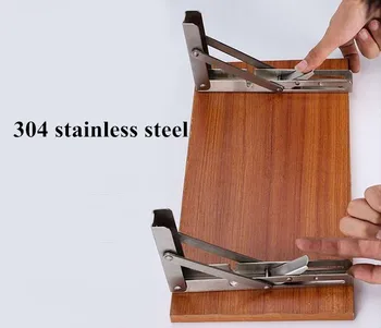 304 rustfrit stål Dekorative vægmonteret hylde, trekant folde sammenklappelig metal bærende tabel støtte parentes brugerdefinerede