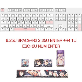 4stk Japansk Anime PBT-Plads Tasterne Ahegao 6.25 U ESC Mellemrumstast Tastatur QXNF