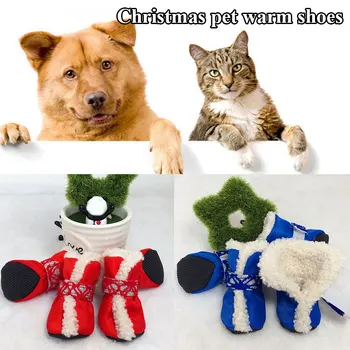 4stk/Sæt Vinter Hund, Bomuld Sko Anti-slip Varm Sne Støvler, For de Små Hunde Teddy York Hvalp Sokker Pet Products Tilbehør