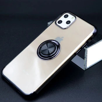 5.8 tommer Phone Case for iPhone-11 Pro Tynd Silikone Galvaniseret Beskyttende Soft Shell med Magnetiske Finger Ring Indehaveren af bilsættet