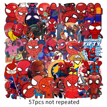 57 pc ' Marvel Spiderman Animationsfilm klistermærker bærbare computer Guitar skateboard mærkat Børn DIY graffiti vandtæt mærkat toy