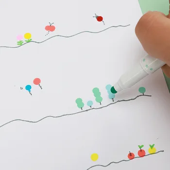 6 Stk/Sæt Farverige Dobbelt-Hoved Akvarel Pen Høj Kapacitet Markør Pen Dagbog Hånd Konto Dekorere Highlighter Papirvarer