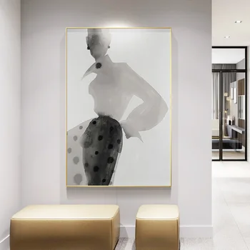 Abstrakt sort og hvid kvinder Lærred Maleri plakater og print Moderne og Kreative Figur Art Wall Billede til stuen Soveværelse