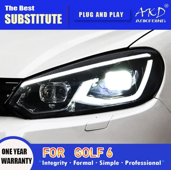 AKD Hoved Lampe til Golf 6 MK6 LED Forlygte 2009-2013 Forlygter Golf 6 MK6 DRL Turn-Signal High Beam Angel Eye projektorens Linse
