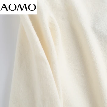 AOMO Kvinder 2021 Mode Elegante Beige Strikket Sweater, Jumper O Hals Kvindelige Oversize Trøjer Smarte Toppe 6D24A