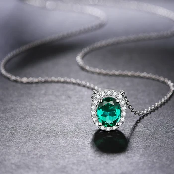 ATTAGEMS 925 Sterling Sølv Oval Cut Emerald Skabt Moissanite Gemstone Part Halskæde Til Kvinder Fine Smykker Gave