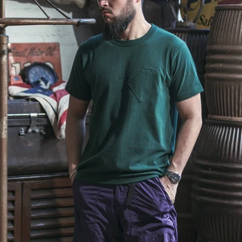 Bronson 1930'erne Model Mænd ' s Sværvægter Ringspun Bomuld kortærmet Skrå Lomme Rørformede T-Shirt