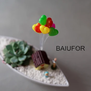 Candy Farve Balloner Bold & Hjerte Form Terrarium Figurer Fe Haven Miniaturer Plast Håndværk Hjem Dekoration