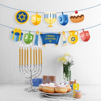 Chanukah Part Favoriserer Dekorationer Happy Hanukkah Fest Væg Hængende Tapet Bannere Hanukkah Festartikler
