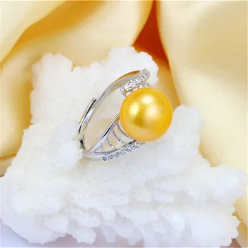 Dainashi Ægte Ferskvands Kulturperler Perle Ring for Kvinder Luksus 925 Sterling Sølv Blomst Krystal Zircon Justerbar Ring