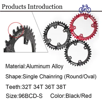 DECKAS 96BCD Klinge Smalle bred Chainwheel for shimano M7000 M8000 M9000 kranksæt 32T/34T/36T/38T mtb Kæde Ring Cykel dele