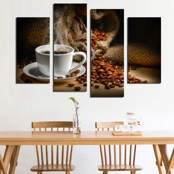 Dekoration Udskrive Nye Art Canvas HD Maleri 4 Stykker Velduftende kaffebønner Væggen Til stuen Nordic Modular Billede Plakat