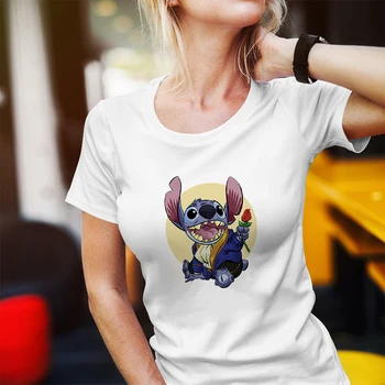 Disney Lilo & Stitch Cosplay Print Kvinder T-shirts Sy Herre Tshirt Løs Leisucre Moderne Tøj Camiseta Falde Dropship