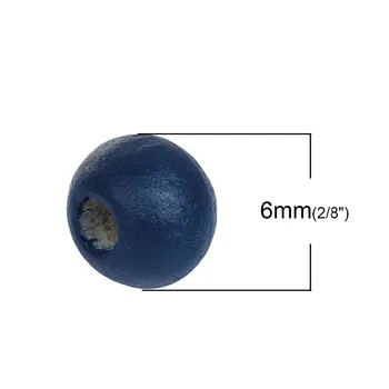 DoreenBeads Træ Spacer Perler, Runde Deep Blue DIY Lave Smykker, Ca 6mm(2/8