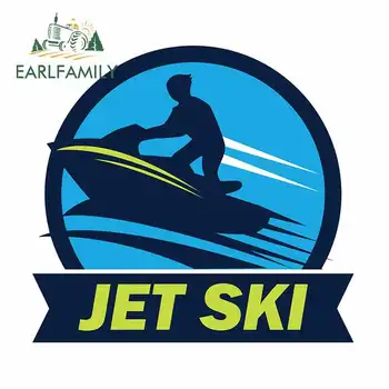 EARLFAMILY 13cm x 12cm for Jet Ski Logo med Teksten Personlighed Kreative Bil Klistermærker DIY Animationsfilm Vandtæt Ridser Decal