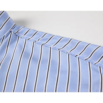 Efteråret Design-Shirts til Kvinder 2021 Stribe Syning af Dobbelt Lag af Falske To-stykke Cool langærmet Enkelt Breasted Oversize Skjorter