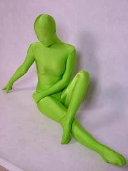 Enkelt-farve performance tøj Apple Green Lycra Spandex full body Zentai Catsuit