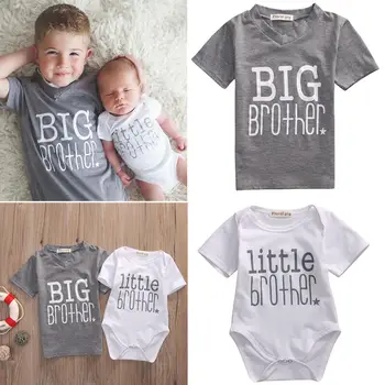 Familie Matchende Toppe Little Big Brother-Romper T-shirt Nyfødte Baby Boy Tøj