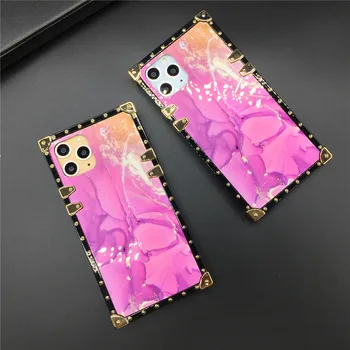 Farverige Laser Glitter Pink Marmor Phone Case for iPhone-11 Pro Max 6 Silikone-Pladsen Cover til iPhone 13 12 7 8 Plus X XS-XR