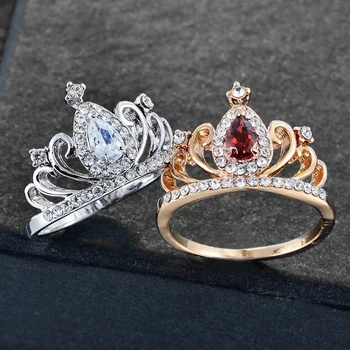 FDLK Kvinder Krystal CZ Ring Dronning Crown Princess Wedding Ring Smykker Gaver Engros