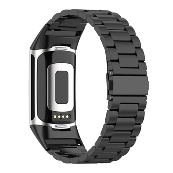 For Fitbit 5 Metal Rem Vandtæt Armbånd Holdbar Smartwatch Rustfrit stål Band Bælte Sports Armbånd Folde-spænde