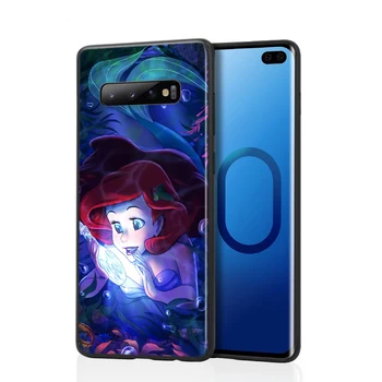 For Samsung S21 S20 FE S22 Ultra Pro Lite S10 5G S10E S9 S8 S7 S6 Kant Plus Havfrue Disney Princess Sød Sort Soft Phone Case