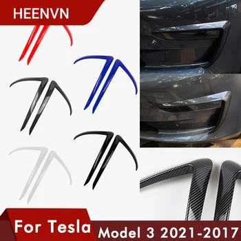 Heenvn Front Klinge Trim For Tesla Model 3 2021 Tilbehør Mat-Carbon-Fiber ABS Sort Hvid Bil Tilbehør Model3 Tre