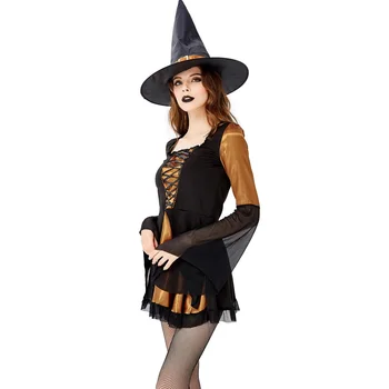 Heks, Vampyr Halloween Cosplay Kostume Maskerade Ydeevne Rolle Spiller Kvinderne Kostume Kjole og Heks Hat Passer til