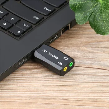 Holdbar Letvægts Plug & Play USB 2.0 til 3D for Mikrofon Højttaler Audio Headset lydkort Adapter 5.1 Kanaler for Bærbare PC, Sort