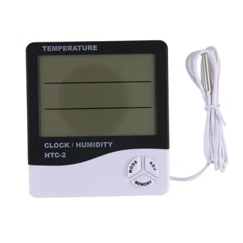HTC-1 Thermohygrometer Indre Temperatur, Stor Skærm Husstand Elektronisk Thermohygrometer Med Vækkeur