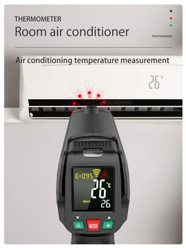 Ikke Kontakt Digital Infrarød Termometer Temperatur Laser Pistol Industrielle IR Pyrometer Farverig LCD-Skærm 50-580℃ Med Alarm