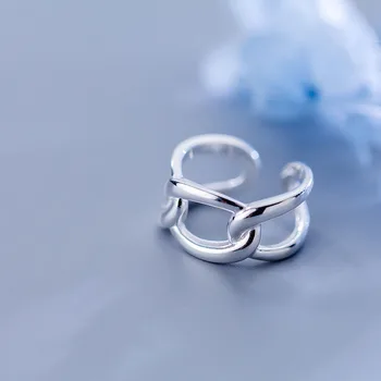 INZATT Ægte 925 Sterling Sølv Minimalistisk Hul Åbning Ring For Kvinder Parti Geometriske Link Overdrivelse Fine Smykker Tilbehør