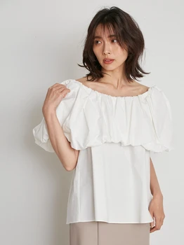 Japansk 2021 tidlige efterår nyt produkt ind mønster boble tilbage lace-up bluse kvinder