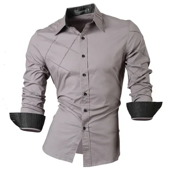 Jeansian casual skjorter kjole mandlige herre tøj med lange ærmer sociale slim fit mærke boutique bomuld vestlige knappen 2028